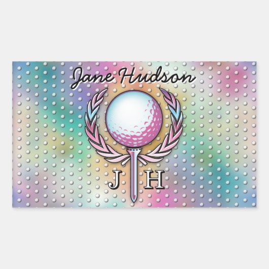 Aangepast monogramontwerp voor vrouwelijke golfer rechthoekige sticker (Voorkant)