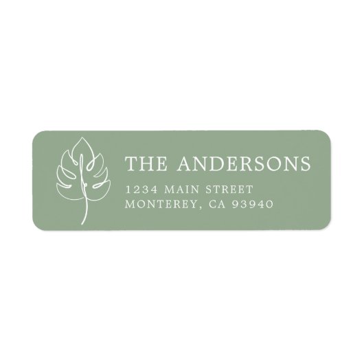 Aangepast Monstera Monogram Huwelijkslogo Etiket (Voorkant)