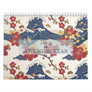 Aangepast Motiverend Japans Kimono Patroon Kalender