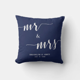 Aangepast Mr en Mrs Navy Blue Wedding Kussens