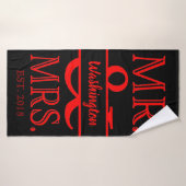 Aangepast Mr en Mrs Red Black Bath Towel Badhanddoek (Badhanddoek)