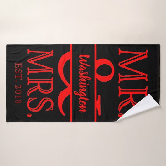 Aangepast Mr en Mrs Red Black Bath Towel Badhanddoek (Badhanddoek)