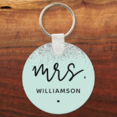 Aangepast Mrs. | Elegant Wedding Glitter Confetti Sleutelhanger (Voorkant)