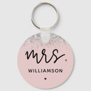 Aangepast Mrs. Elegant Wedding Glitter Confetti Sleutelhanger