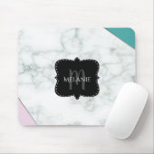 Aangepast Muismat Roze Aqua Marble Monogram (Met muis)
