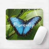 Aangepast muispad met blauwe Morpho-vlinderfoto Muismat (Met muis)