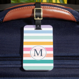 Aangepast multicolor pastel gestreepte kleurrijke bagagelabel