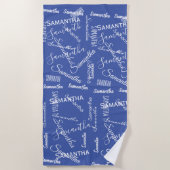 Aangepast naam-script Persoonlijk monogram Strandlaken (Voorkant)