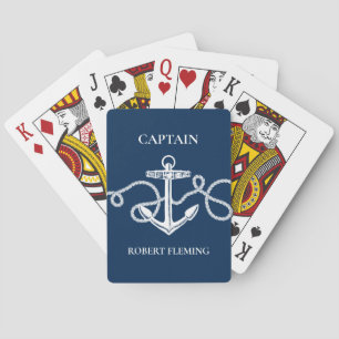 Aangepast Nautical Anchor Navy Blue Pokerkaarten