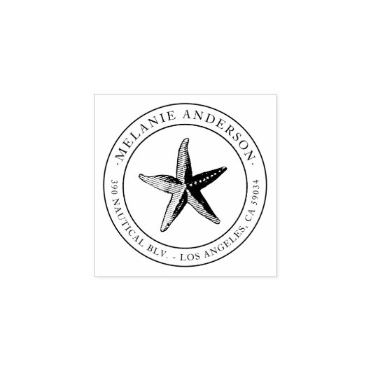 Aangepast Nauwe Starfish Name Return-adres Rubberstempel (Afrduk)