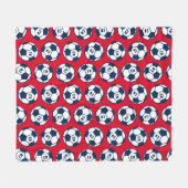 Aangepast Navy Blue- en Red Voetbal-patroon Fleece Deken (Voorkant (Horizontaal))