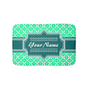 Aangepast neongroen en Blauwgroen decoratief patro Badmat