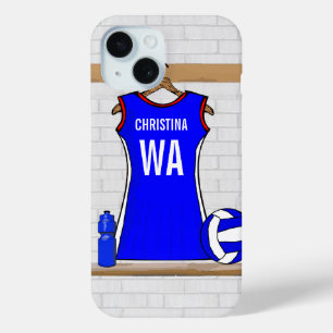 Aangepast netball Uniform Blue met rood en wit