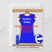 Aangepast netball Uniform Blue met rood en wit Kaart (Achterkant)