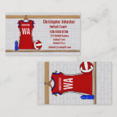 Aangepast netball Uniform Red met blauw en wit Visitekaartje (Voorkant / Achterkant)