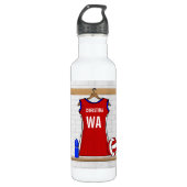 Aangepast netball Uniform Red met blauw en wit Waterfles (Voorkant)