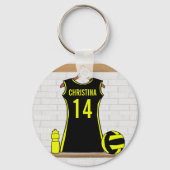 Aangepast netball Uniform zwart geel Sleutelhanger (Achterkant)