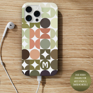 Aangepast neutraal taupe olijfgroen zwart retro pa iPhone 15 pro max hoesje