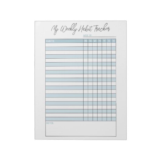 Aangepast Notitieblok blauwe weekly Habit Tracker (Gedraaid)