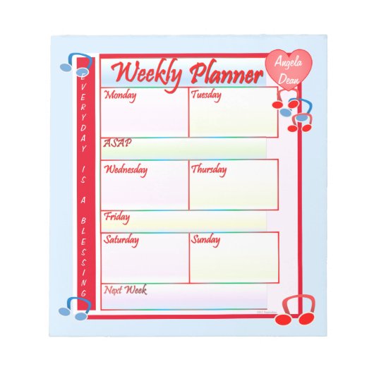 Aangepast Notitieblok Melody Weekly Planner (Voorkant)