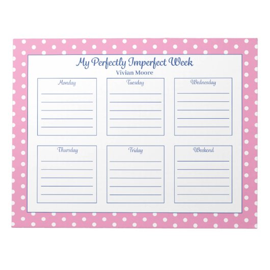 Aangepast Notitieblok Polka Dot Weekly Planner (Voorkant)