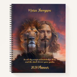 Aangepast Notitieboek Jesus Lion Sunset Cross Acht