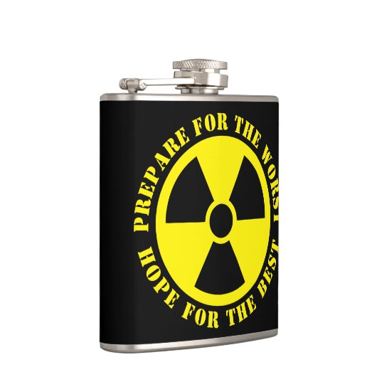 Aangepast nucleair symbool grappige prepping quote heupfles (Rechts)