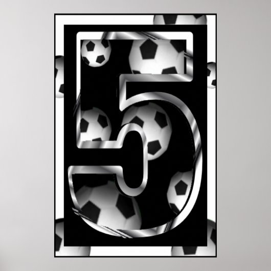 Aangepast nummer 5 Poster Voetbal (Voorkant)