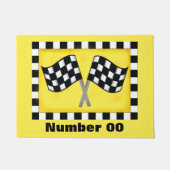 Aangepast nummer bij Race Gecontroleerd vlag Aange Deurmat (Voorkant)