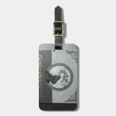 Aangepast object met blauwgroen vlinder op grijze bagagelabel (Voorkant verticaal)