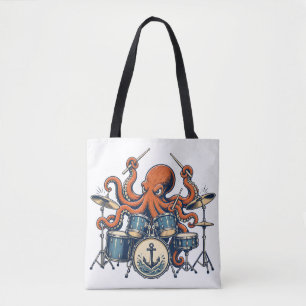 Aangepast Octopus Drummer Design Draagtas