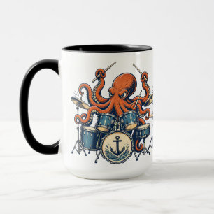 Aangepast Octopus Drummer Design Mok