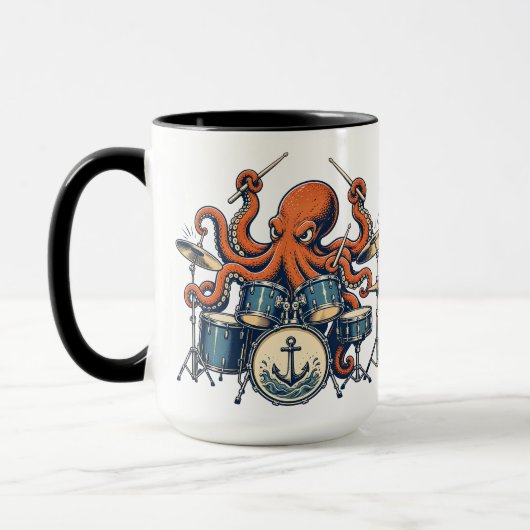 Aangepast Octopus Drummer Design Mok (Links)