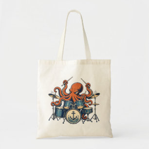 Aangepast Octopus Drummer Ontwerp Tote Bag