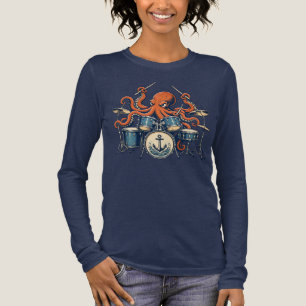 Aangepast Octopus Drummer Ontwerp Tri-Blend Shirt