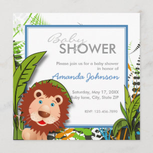 Aangepast oerwoud leeuw baby shower kaart