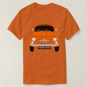 Aangepast om  oranje Fiat 500 standaard aan te pas T-shirt