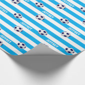 Aangepast omslagpapier, Voetbal, Blauw/Wit Cadeaupapier (Hoek)