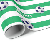 Aangepast omslagpapier, Voetbal, Groen/Wit Cadeaupapier (Rol Hoek)