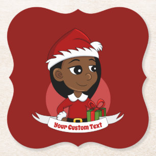 Aangepast onderzetter voor kerstmeisjes cartoon