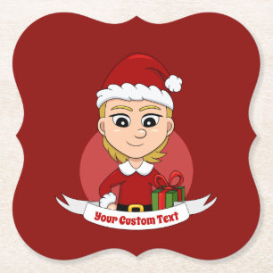 Aangepast onderzetter voor kerstmeisjes cartoon