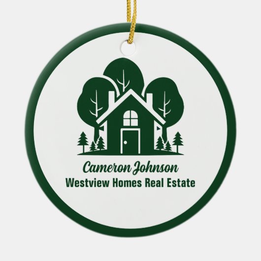 Aangepast Onroerend goed Bedrijf Green Home Kerstm Keramisch Ornament (Voorkant)