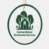 Aangepast Onroerend goed Bedrijf Green Home Kerstm Keramisch Ornament (Links)