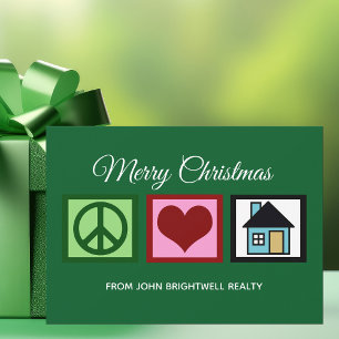 Aangepast onroerend goed bedrijf Merry kerst Green Feestdagenkaart