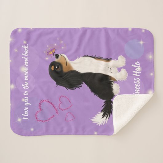 Aangepast ontwerp met driekleurige Cavalier Sherpa Deken (Voorkant (horizontaal))