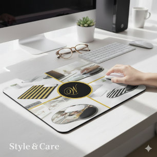 Aangepast ontwerp met vier foto's en monogram idea muismat