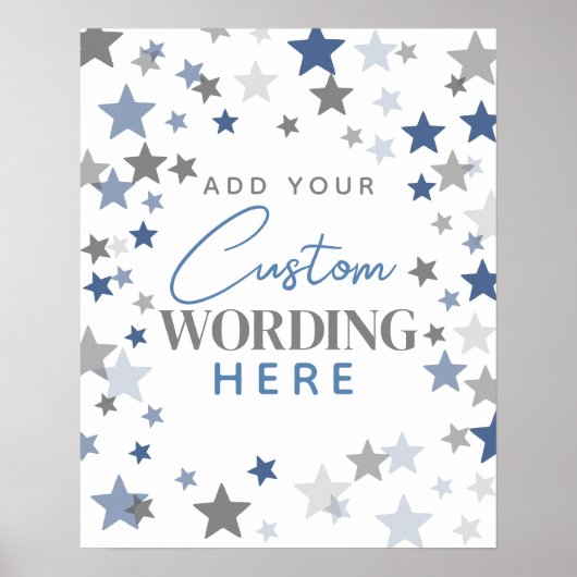 Aangepast ontwerp uw eigen poster star blauw grijs (Voorkant)