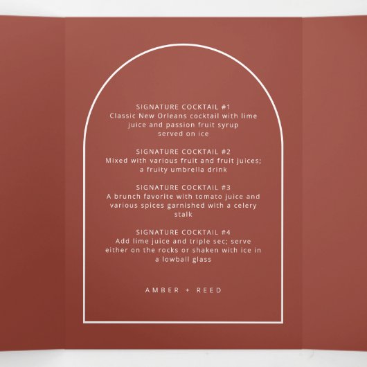 Aangepast ontwerp voor Jake - Menu Terracotta Drin (Binnenkant midden)