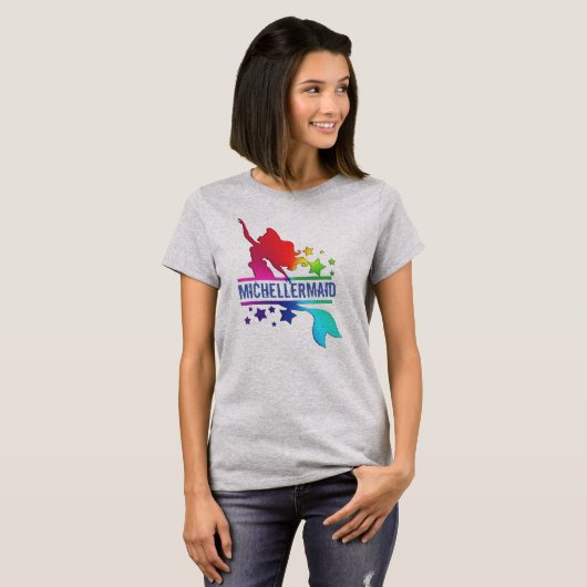 aangepast ontwerp voor regenboogmonogram mermaid n t-shirt (Voorkant volledig)