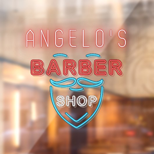 Aangepast ontworpen Faux Neon Barber Winkelvoorzij Raamsticker (Vel 2)